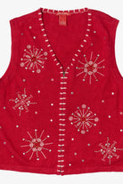 Vintage Merry & Bright Snowflakes Ugly Christmas Vest (1990s)
