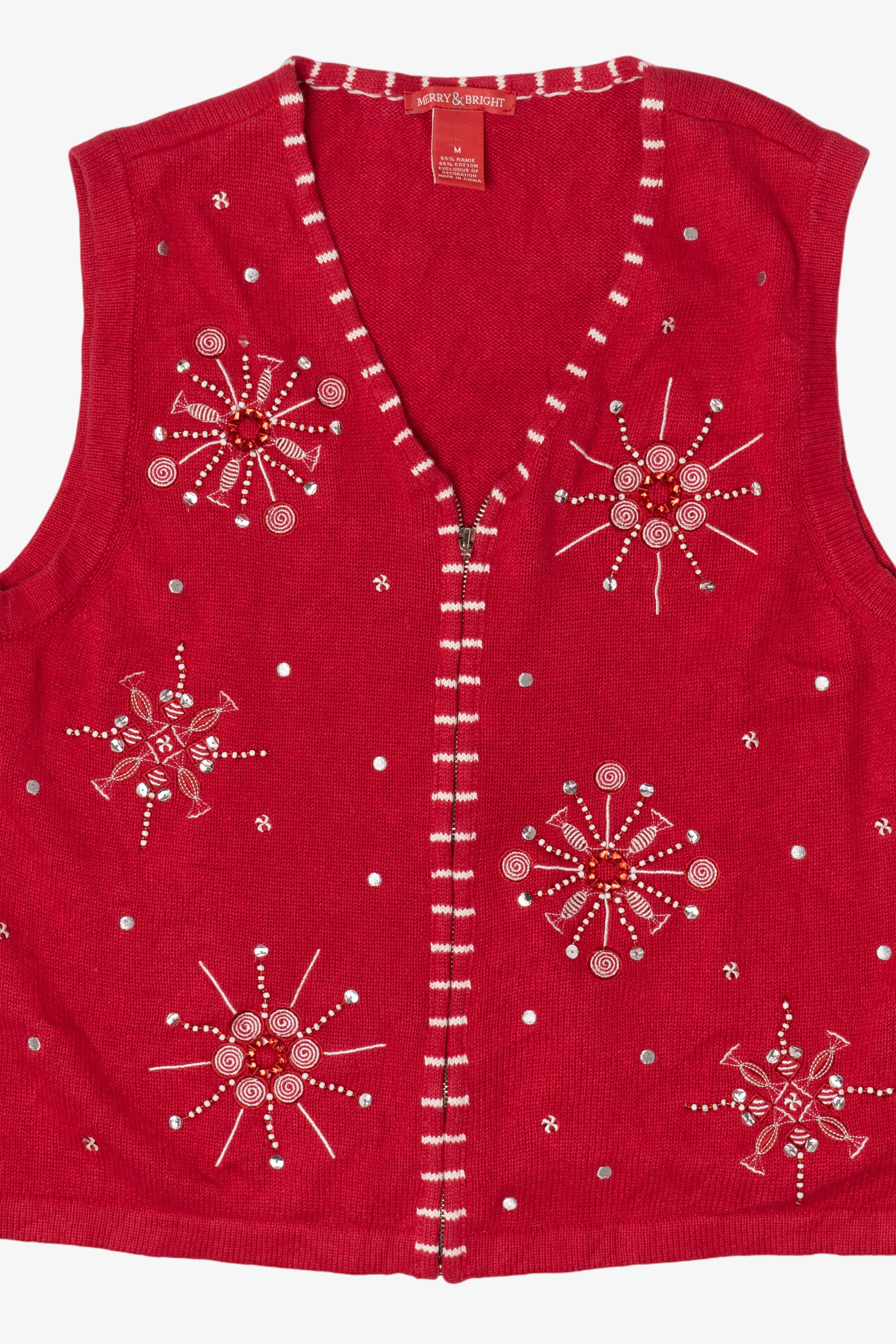 Vintage Merry & Bright Snowflakes Ugly Christmas Vest (1990s)