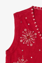 Vintage Merry & Bright Snowflakes Ugly Christmas Vest (1990s)