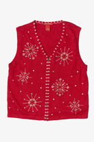 Vintage Merry & Bright Snowflakes Ugly Christmas Vest (1990s)
