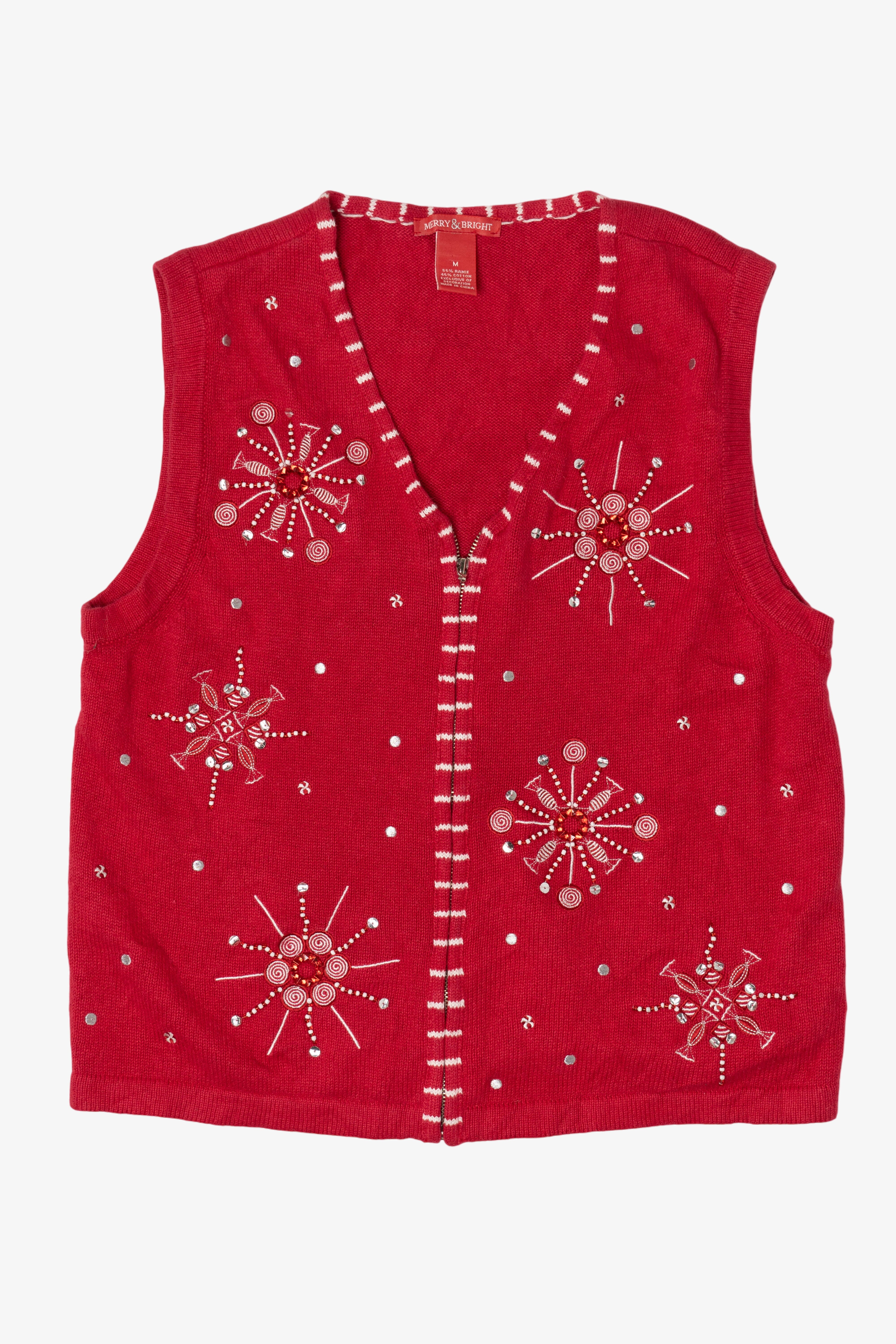 Vintage Merry & Bright Snowflakes Ugly Christmas Vest (1990s)