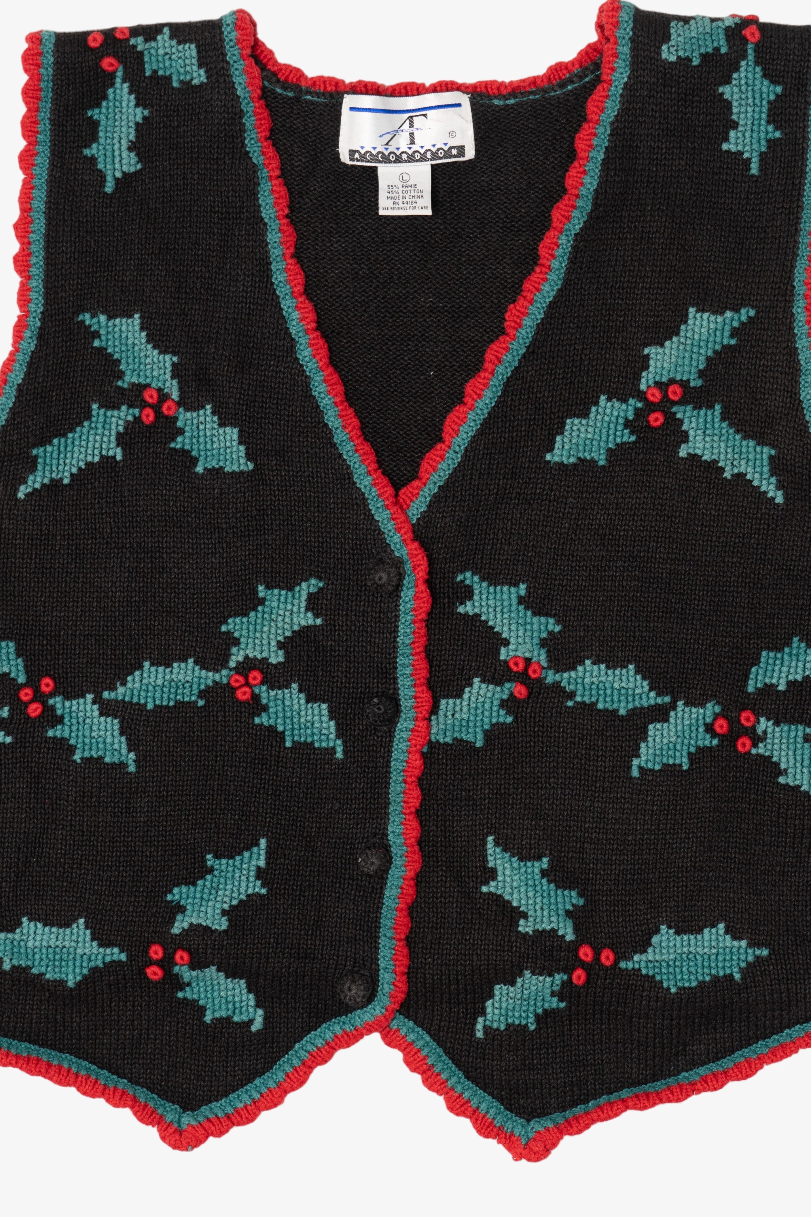 Vintage Accordeon Holly Ugly Christmas Vest (1990s)