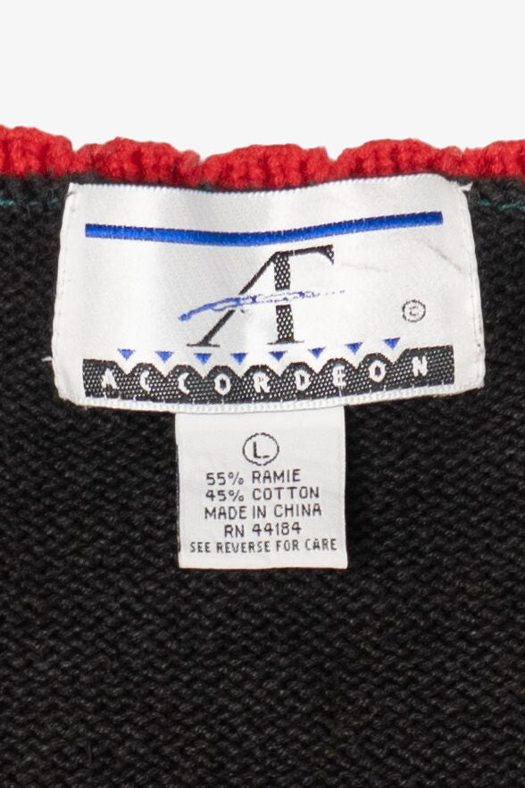 Vintage Accordeon Holly Ugly Christmas Vest (1990s)