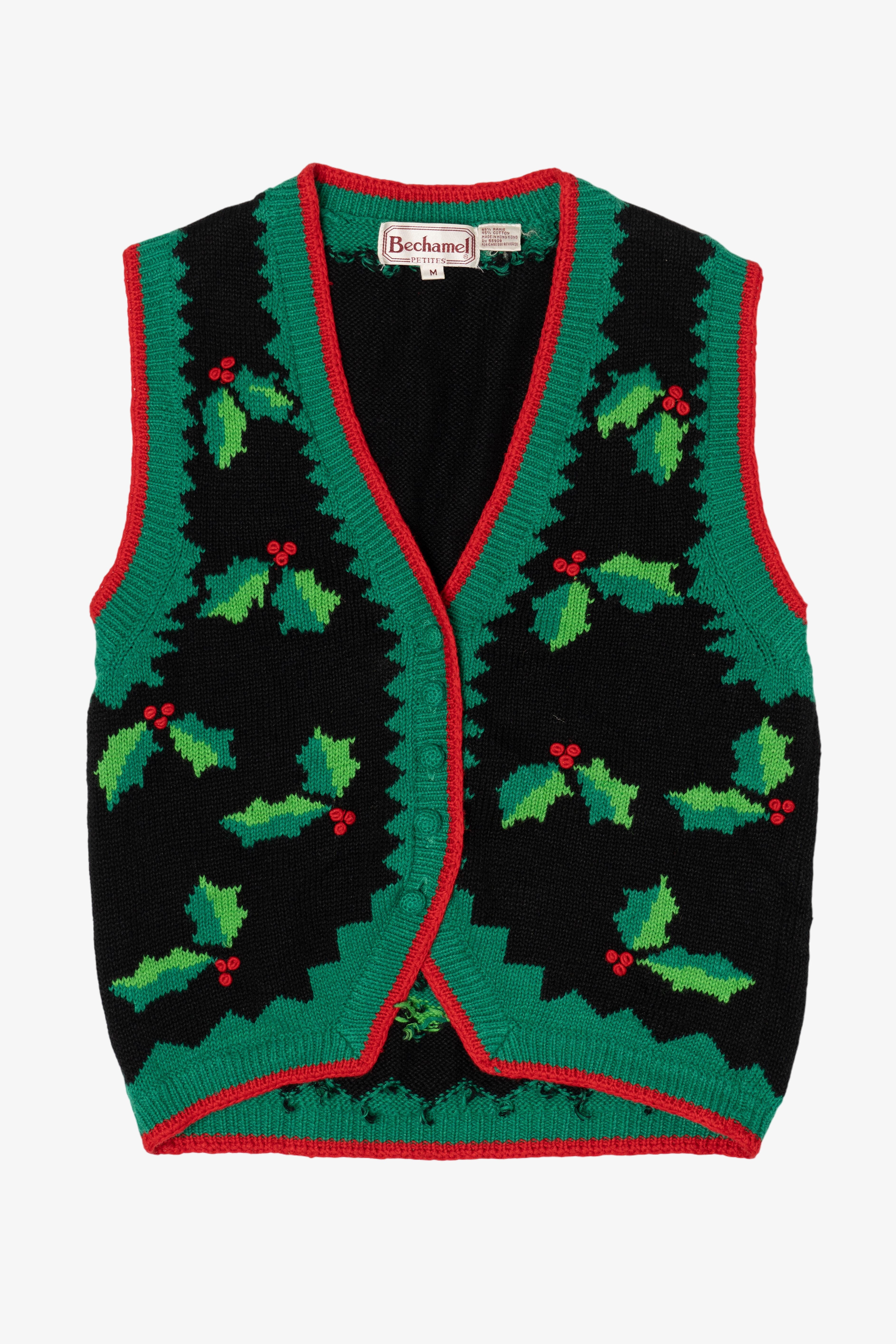 Vintage Bechamel Holly Ugly Christmas Vest (1990s)