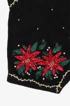 Vintage Victoria Jones Poinsettias Ugly Christmas Sweater (1990s)