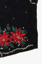 Vintage Victoria Jones Poinsettias Ugly Christmas Sweater (1990s)