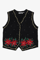 Vintage Victoria Jones Poinsettias Ugly Christmas Sweater (1990s)