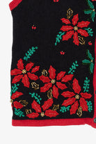 Vintage Bobbie Brooks Embroidered Poinsettias Ugly Christmas Vest (1990s)