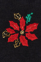 Vintage Bobbie Brooks Embroidered Poinsettias Ugly Christmas Vest (1990s)