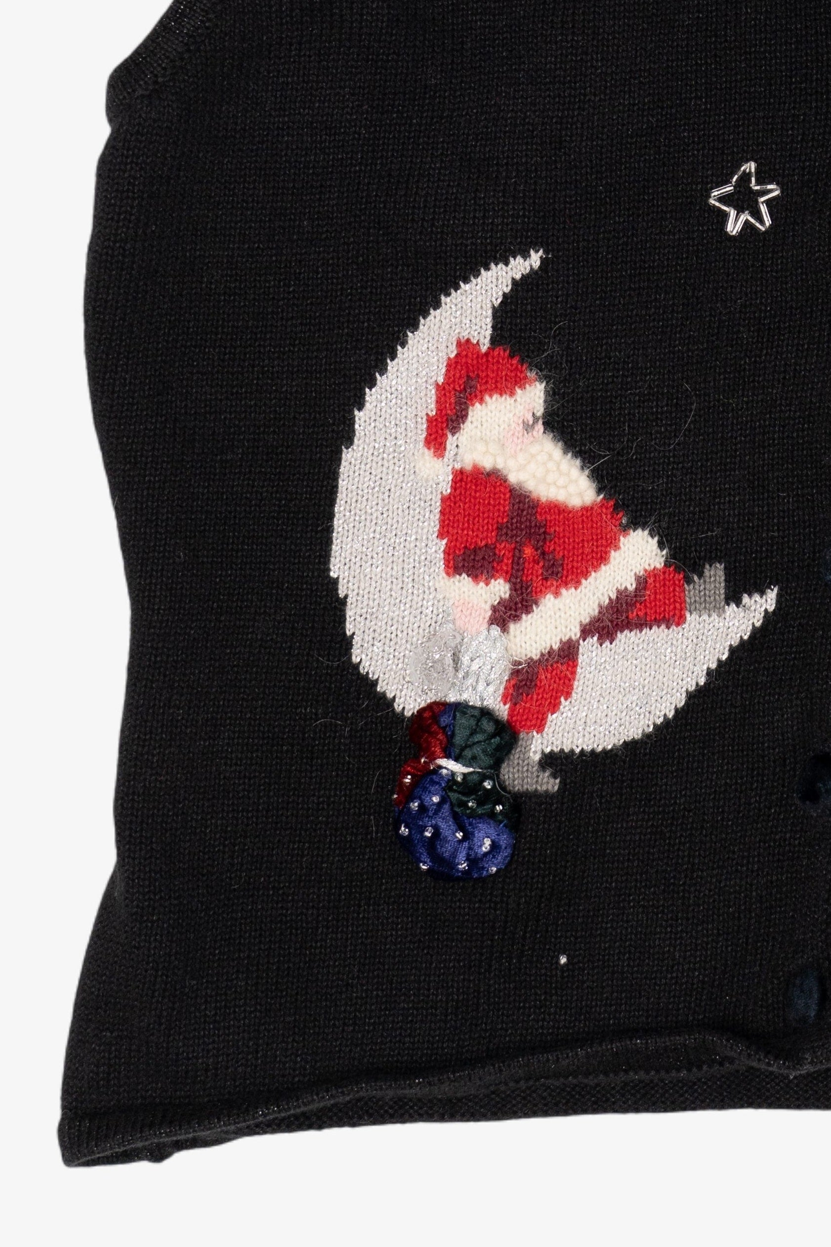 Vintage Susan Bristol Santa On the Moon Ugly Christmas Vest (1990s)