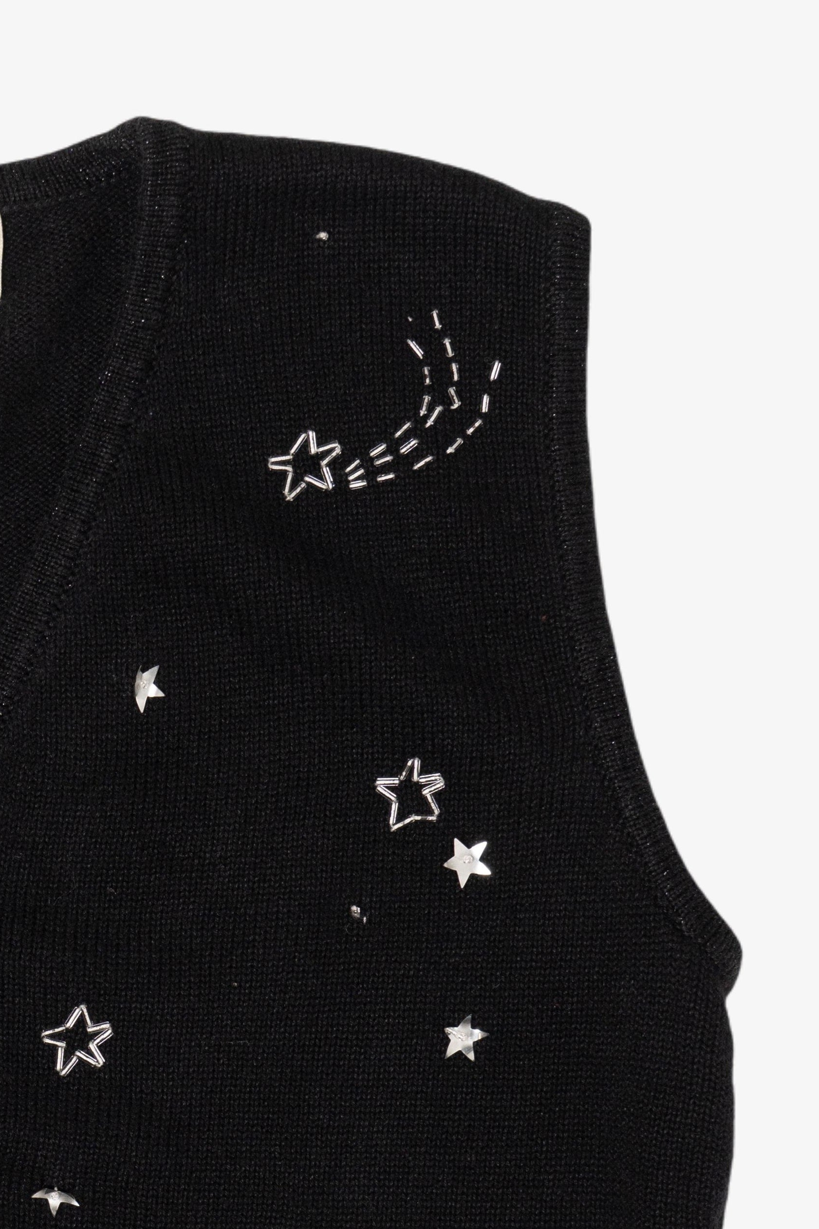 Vintage Susan Bristol Santa On the Moon Ugly Christmas Vest (1990s)