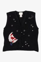 Vintage Susan Bristol Santa On the Moon Ugly Christmas Vest (1990s)