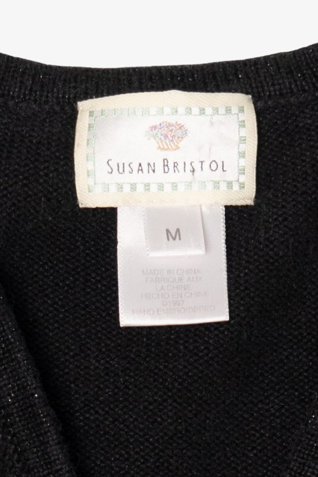Vintage Susan Bristol Santa On the Moon Ugly Christmas Vest (1990s)