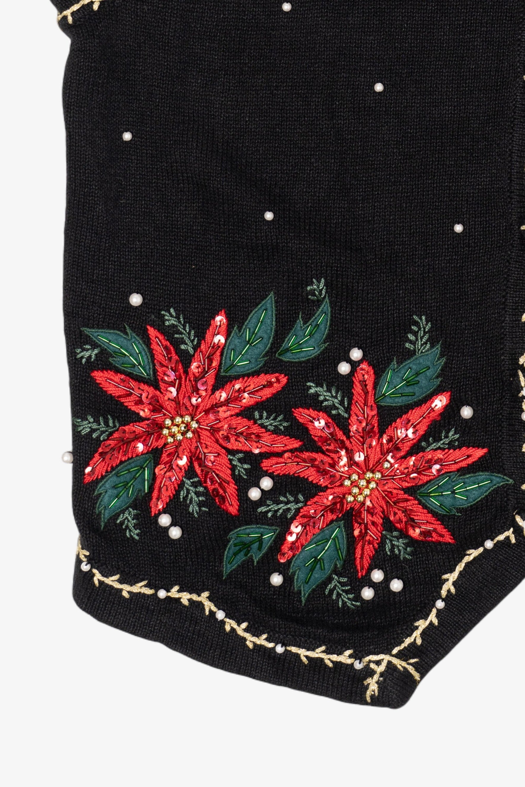 Vintage Victoria Jones Poinsettias Ugly Christmas Vest (1990s)