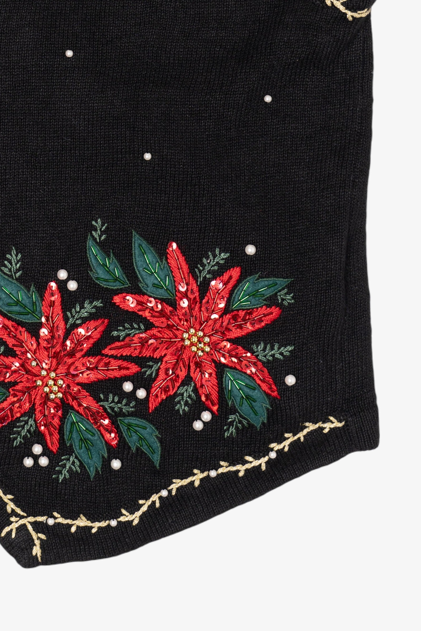 Vintage Victoria Jones Poinsettias Ugly Christmas Vest (1990s)