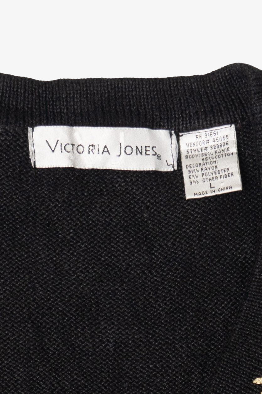 Vintage Victoria Jones Poinsettias Ugly Christmas Vest (1990s)