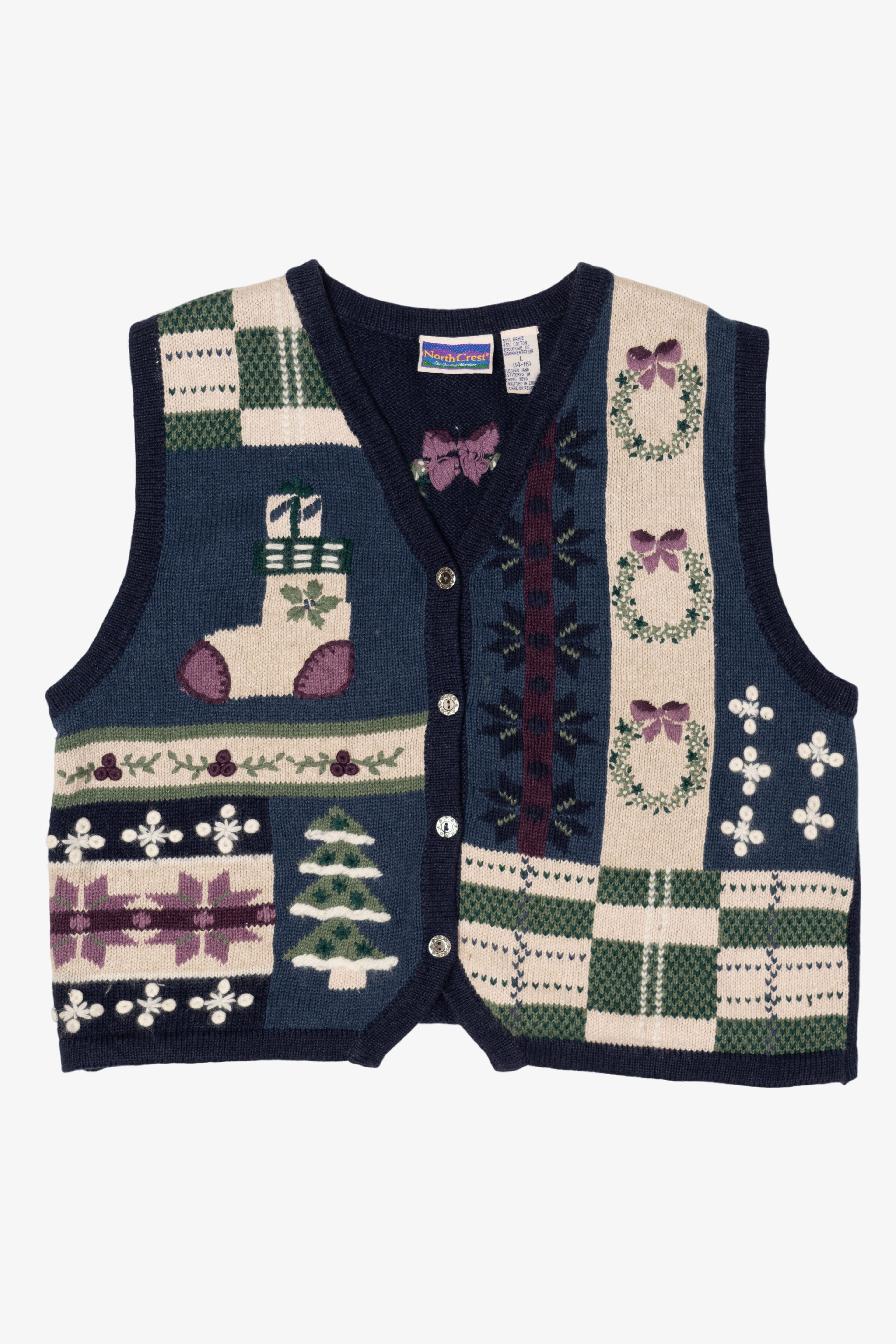 Vintage North Crest Wreaths Ugly Christmas Vest (1990s)