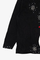 Vintage Y2k Lightweight Black Berek Studio Snowman Ugly Christmas Pullover (2000s)