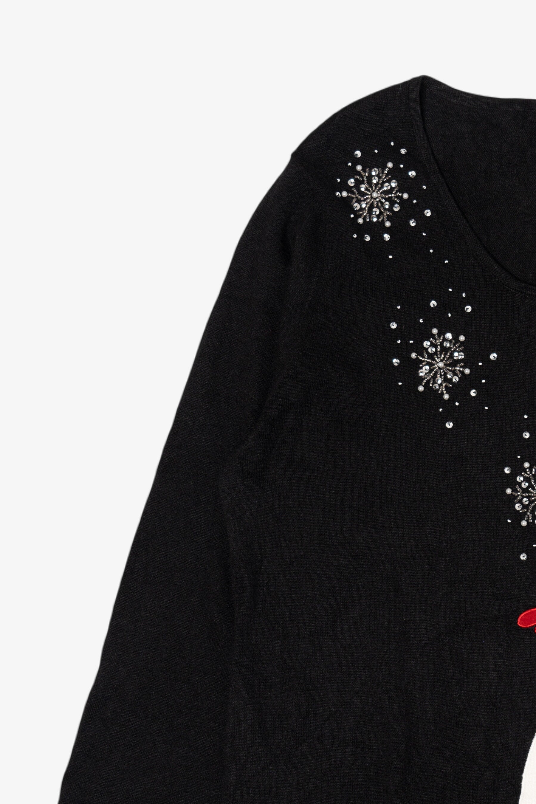 Vintage Y2k Lightweight Black Berek Studio Snowman Ugly Christmas Pullover (2000s)