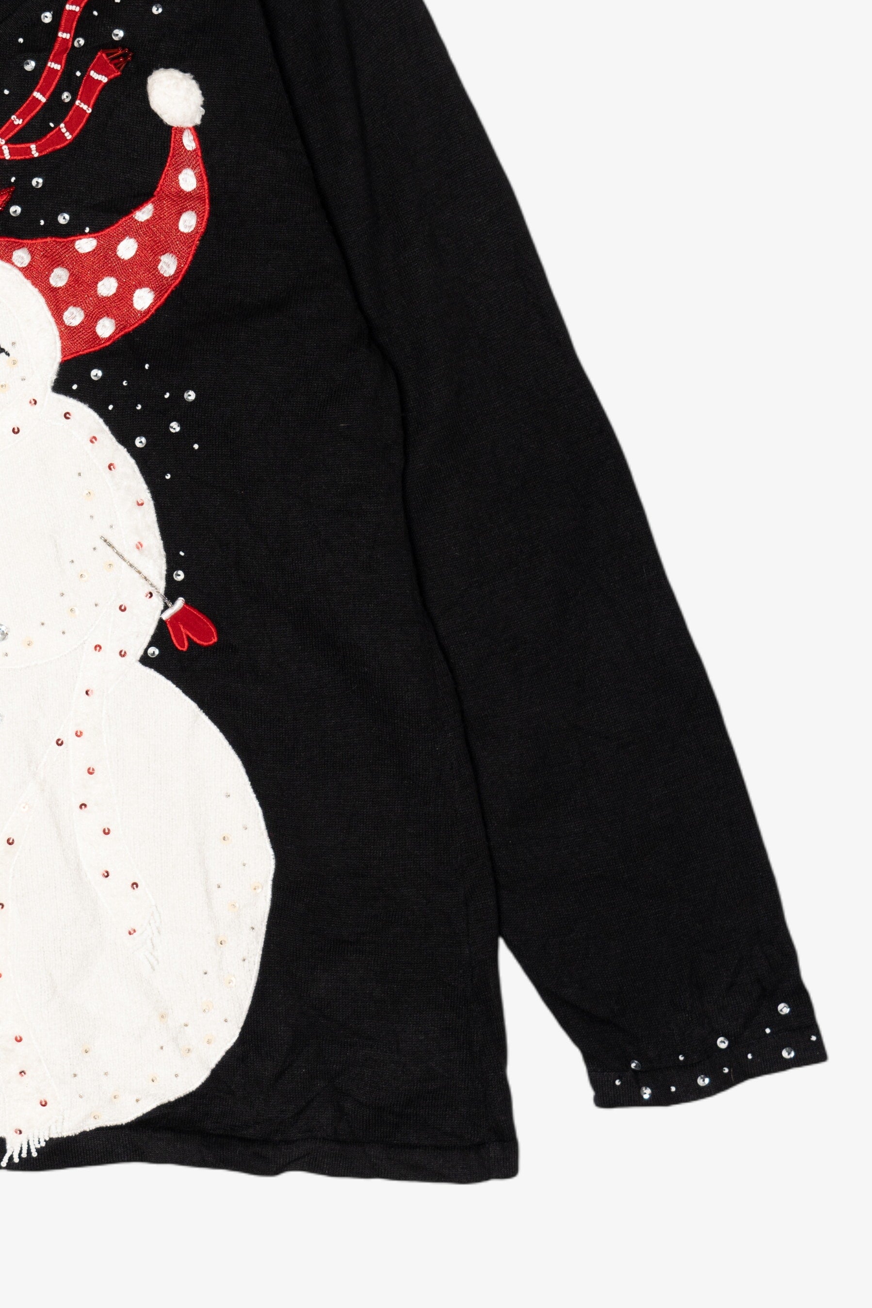 Vintage Y2k Lightweight Black Berek Studio Snowman Ugly Christmas Pullover (2000s)