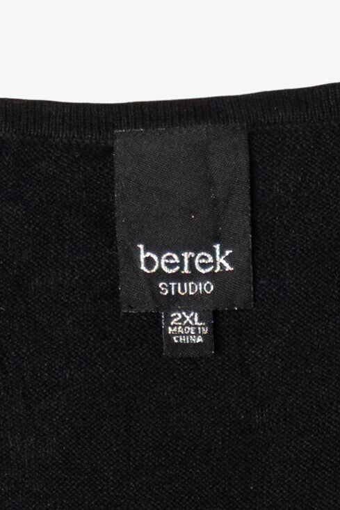 Vintage Y2k Lightweight Black Berek Studio Snowman Ugly Christmas Pullover (2000s)