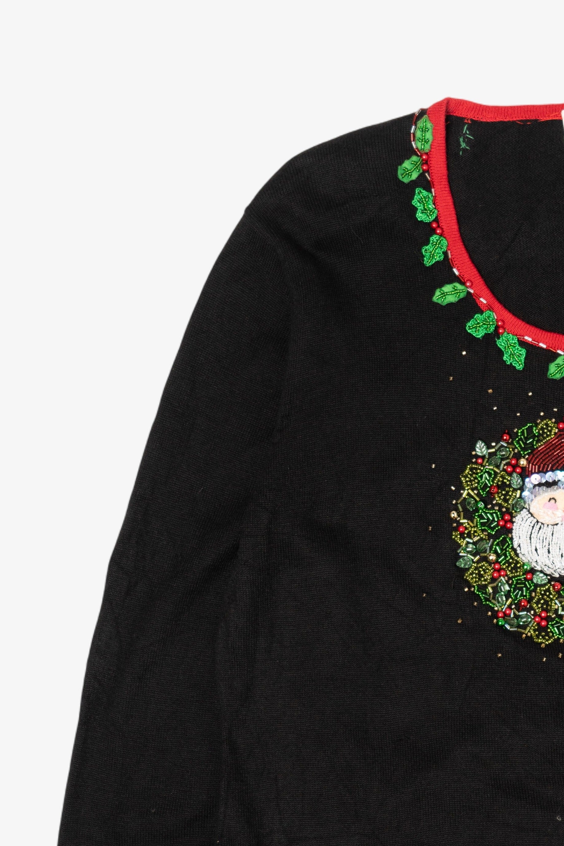 Vintage Y2k Lightweight Black Just B Santa Ugly Christmas Pullover (2000s)