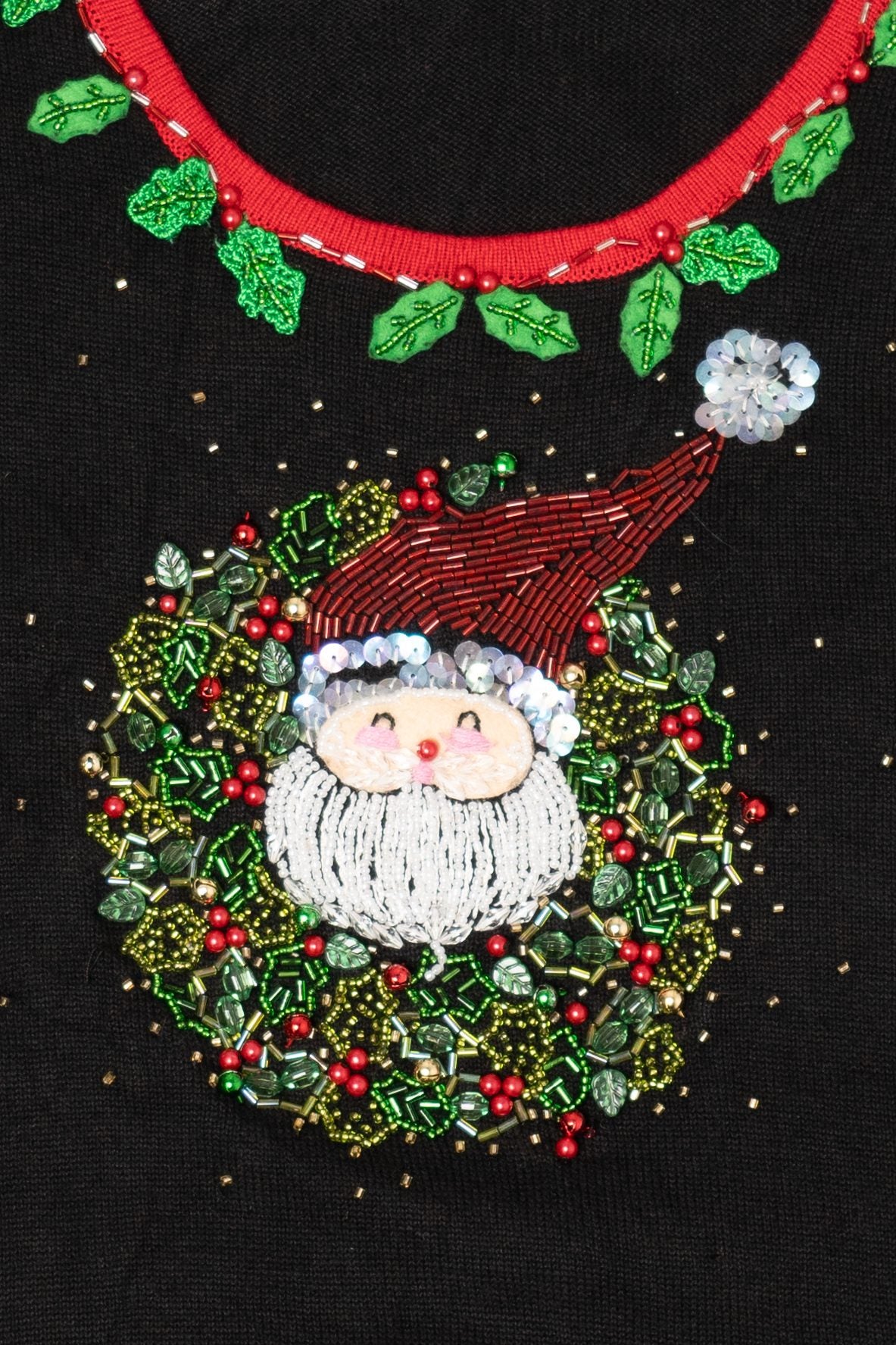 Vintage Y2k Lightweight Black Just B Santa Ugly Christmas Pullover (2000s)