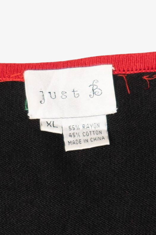 Vintage Y2k Lightweight Black Just B Santa Ugly Christmas Pullover (2000s)