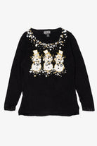 Vintage Y2k Lightweight Black Berek Snowmen Ugly Christmas Pullover (2000s)