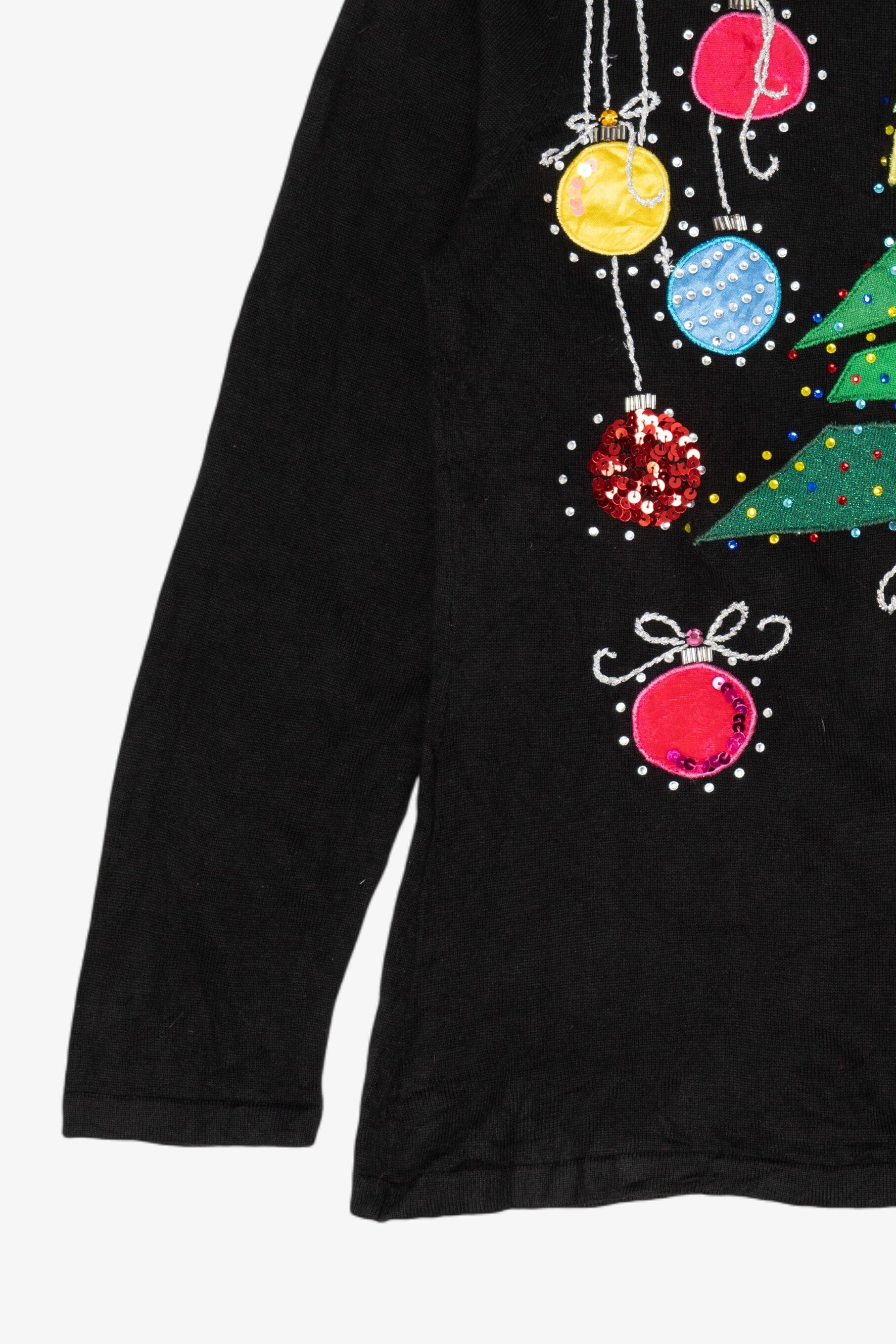Vintage Y2k Lightweight Black Jack B. Quick Ornaments Ugly Christmas Pullover (2000s)
