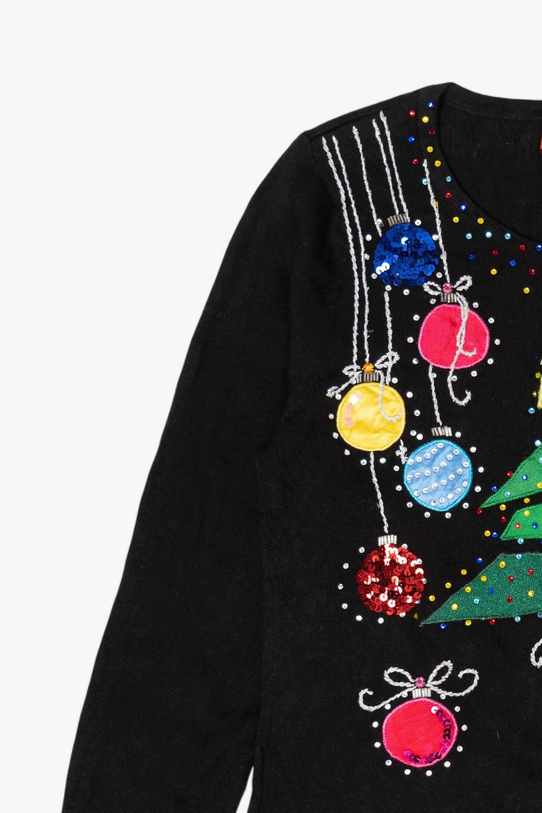 Vintage Y2k Lightweight Black Jack B. Quick Ornaments Ugly Christmas Pullover (2000s)