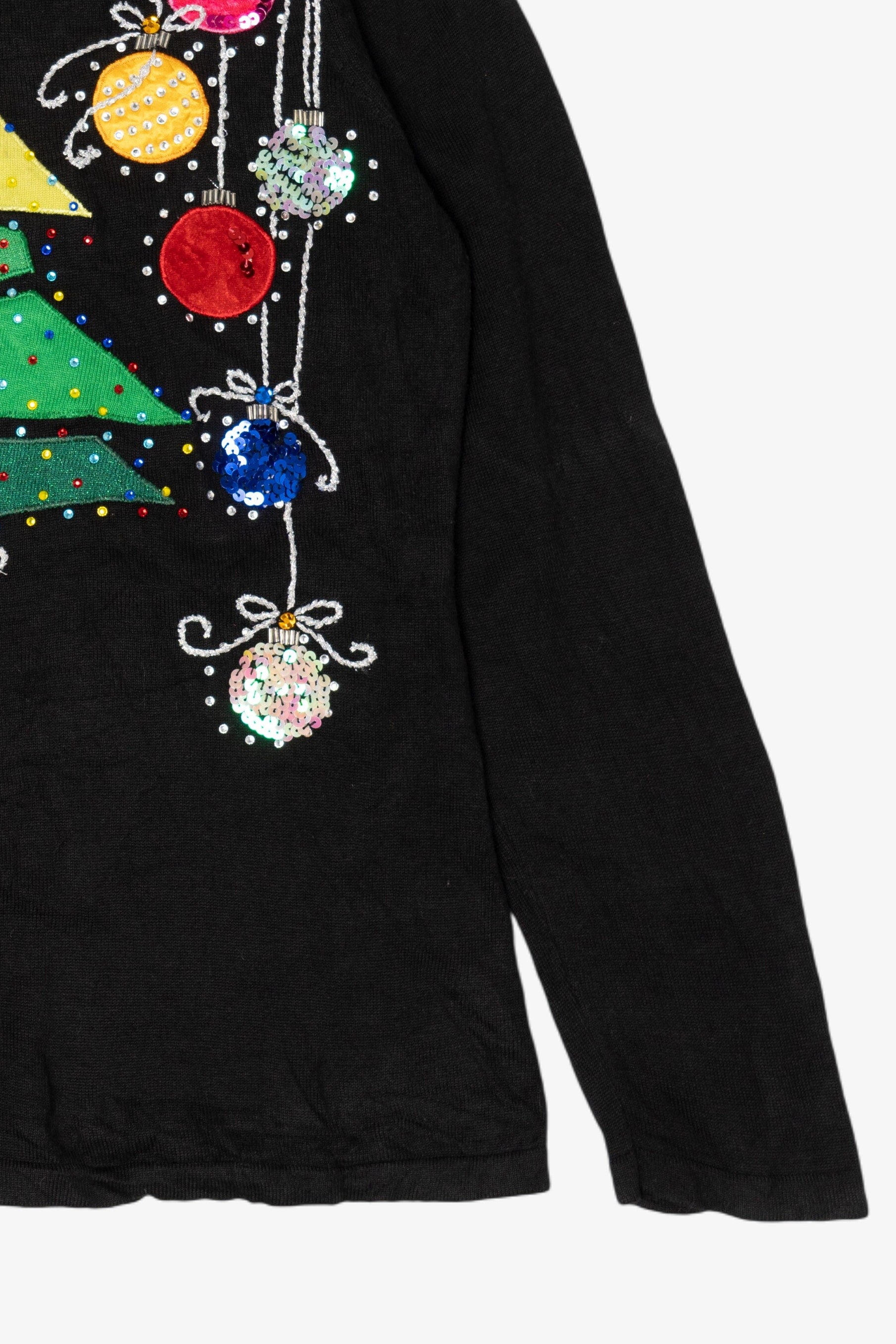 Vintage Y2k Lightweight Black Jack B. Quick Ornaments Ugly Christmas Pullover (2000s)