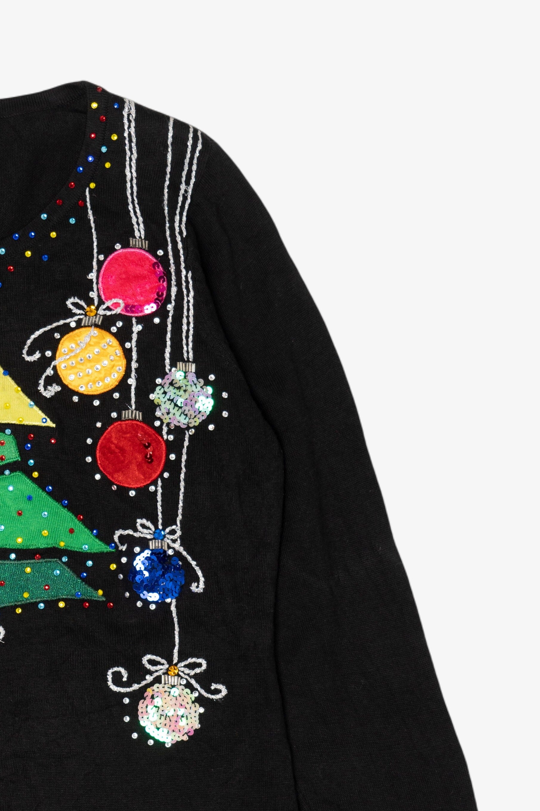 Vintage Y2k Lightweight Black Jack B. Quick Ornaments Ugly Christmas Pullover (2000s)
