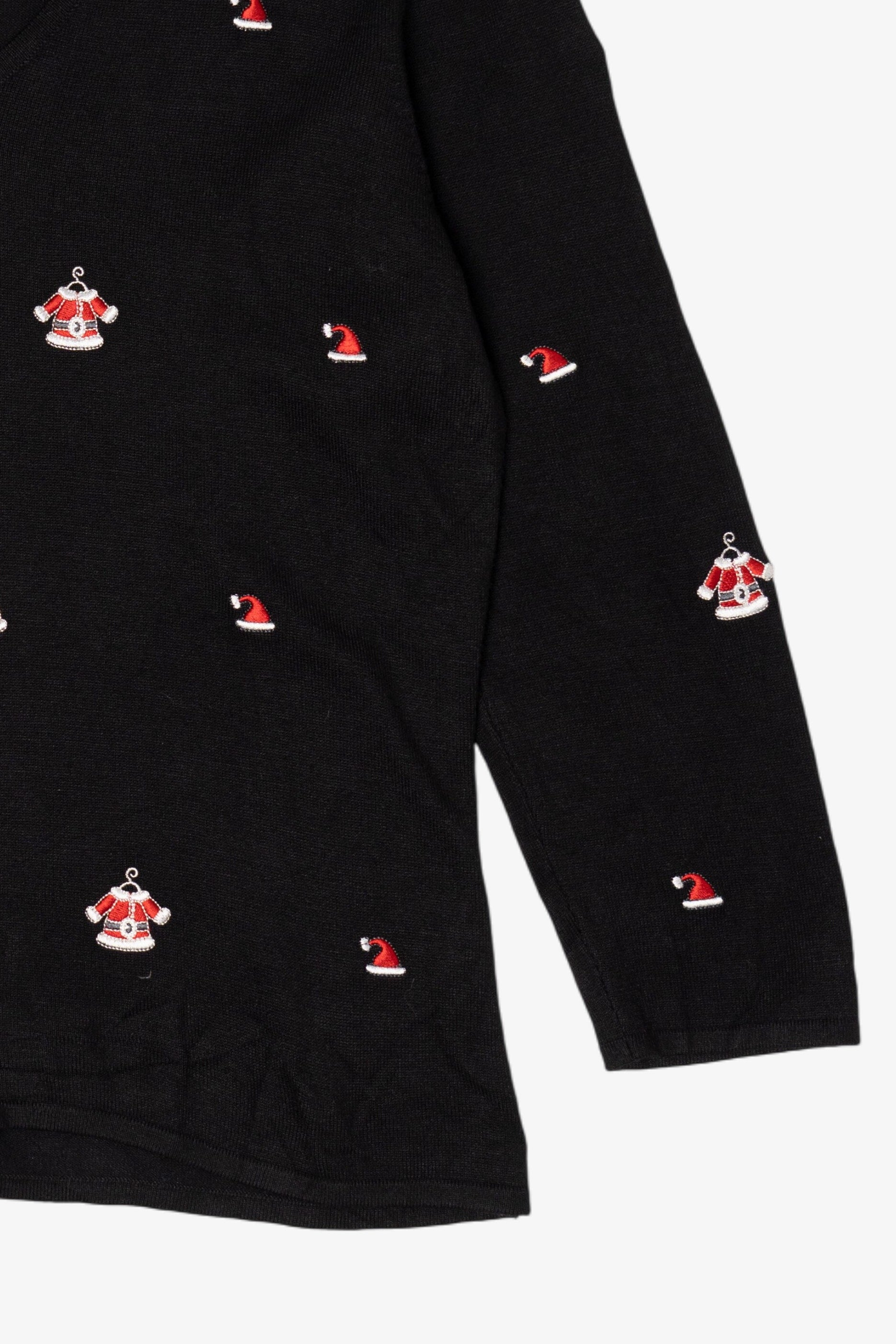 Vintage Y2k Lightweight Black Etoile Santa Clothes Ugly Christmas Pullover (2000s)