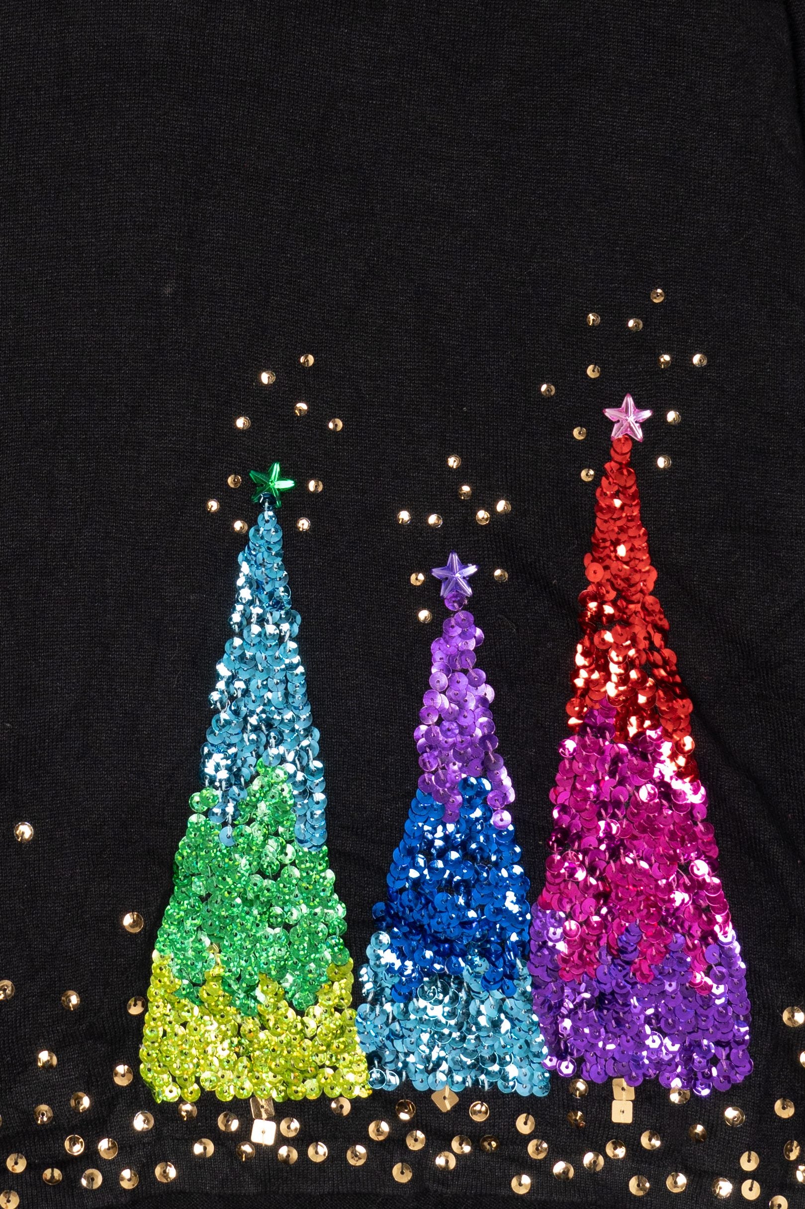 Vintage Y2k Lightweight Rainbow Trees Ugly Christmas Pullover (2000s)
