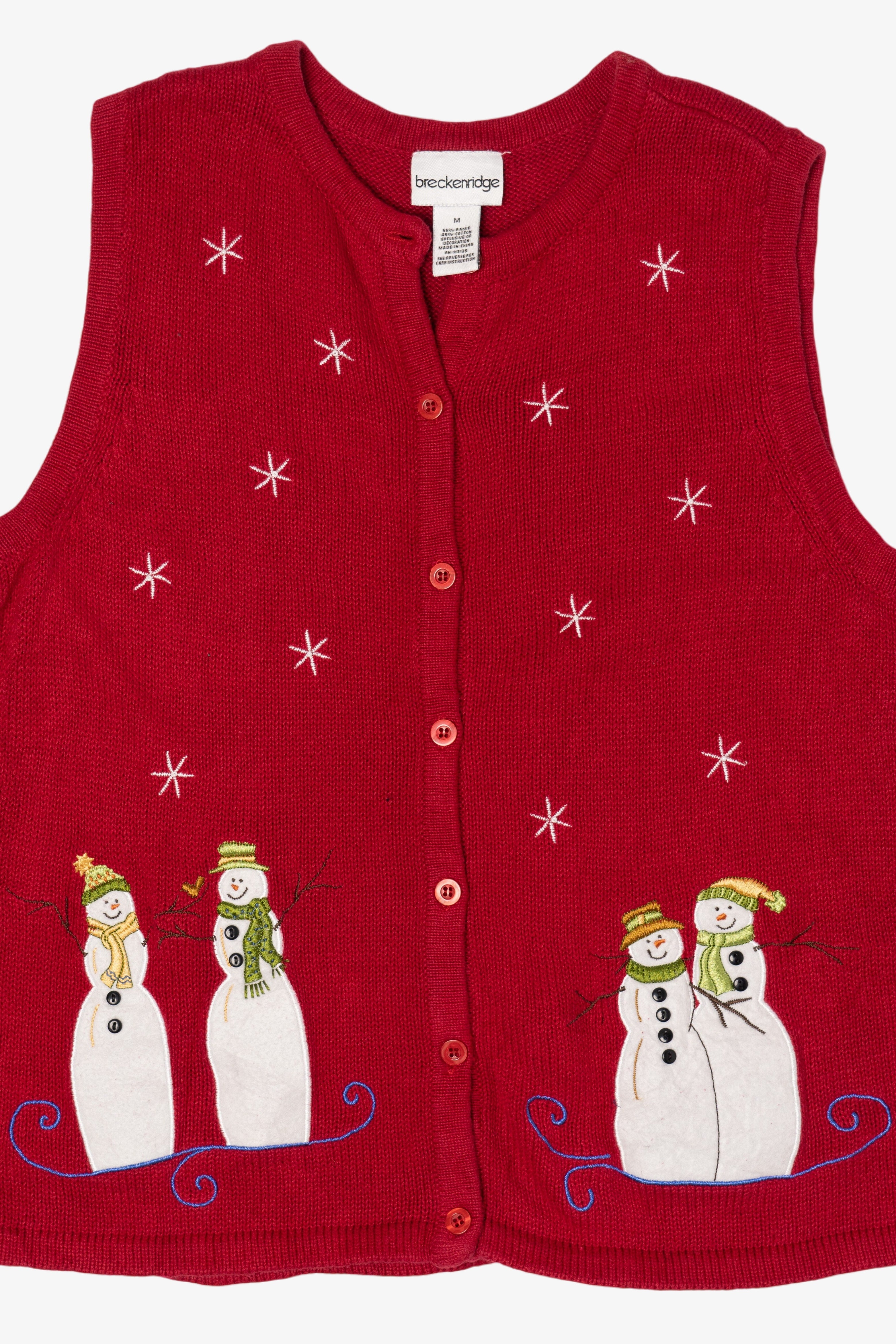 Vintage Red Breckenridge Snowmen Ugly Christmas Vest (1990s)