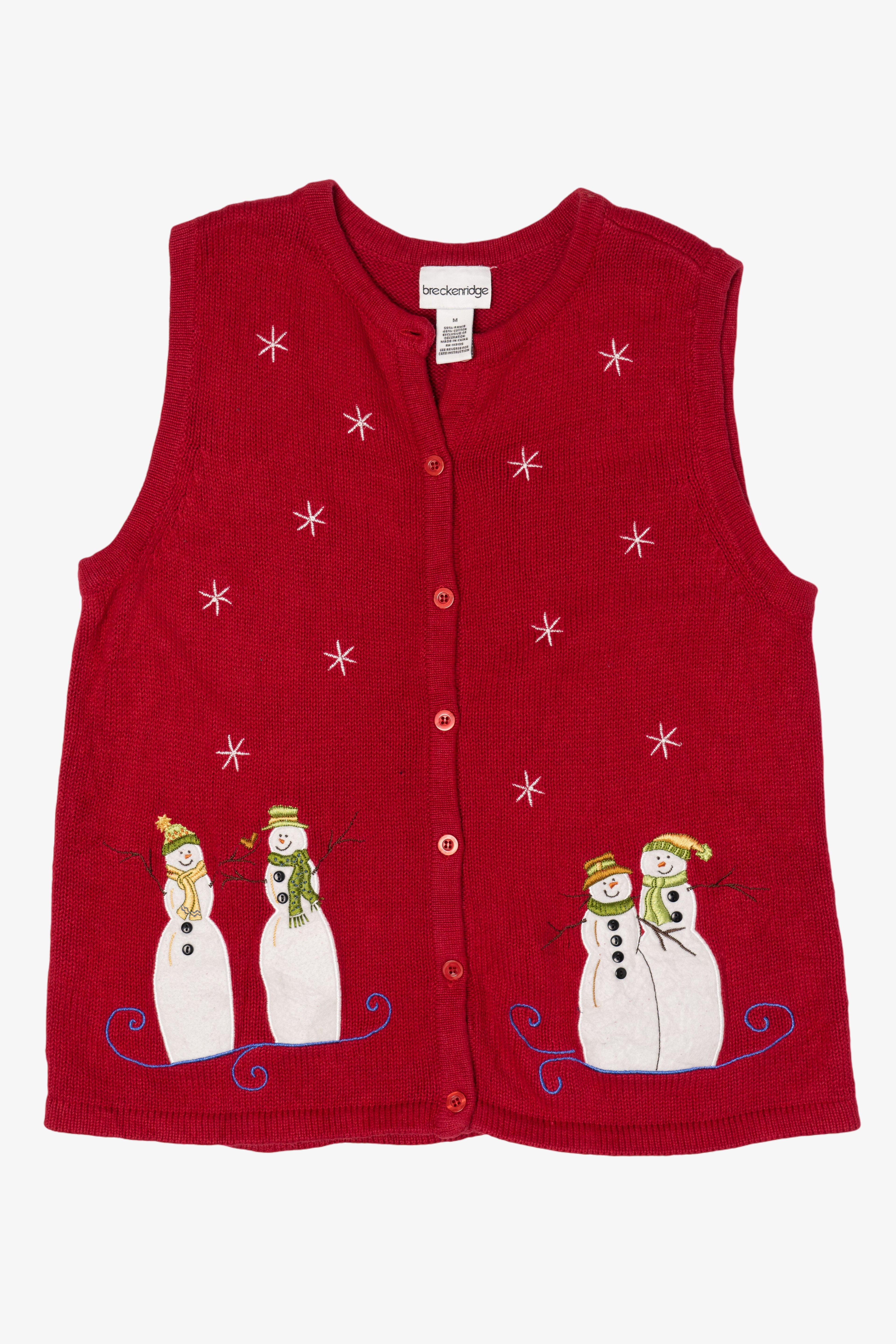 Vintage Red Breckenridge Snowmen Ugly Christmas Vest (1990s)