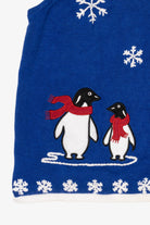 Vintage Blue Southern Lady Penguins Ugly Christmas Vest (1990s)