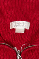 Vintage Red Christopher & Banks Polar Bear & Penguin Ugly Christmas Vest (1990s)