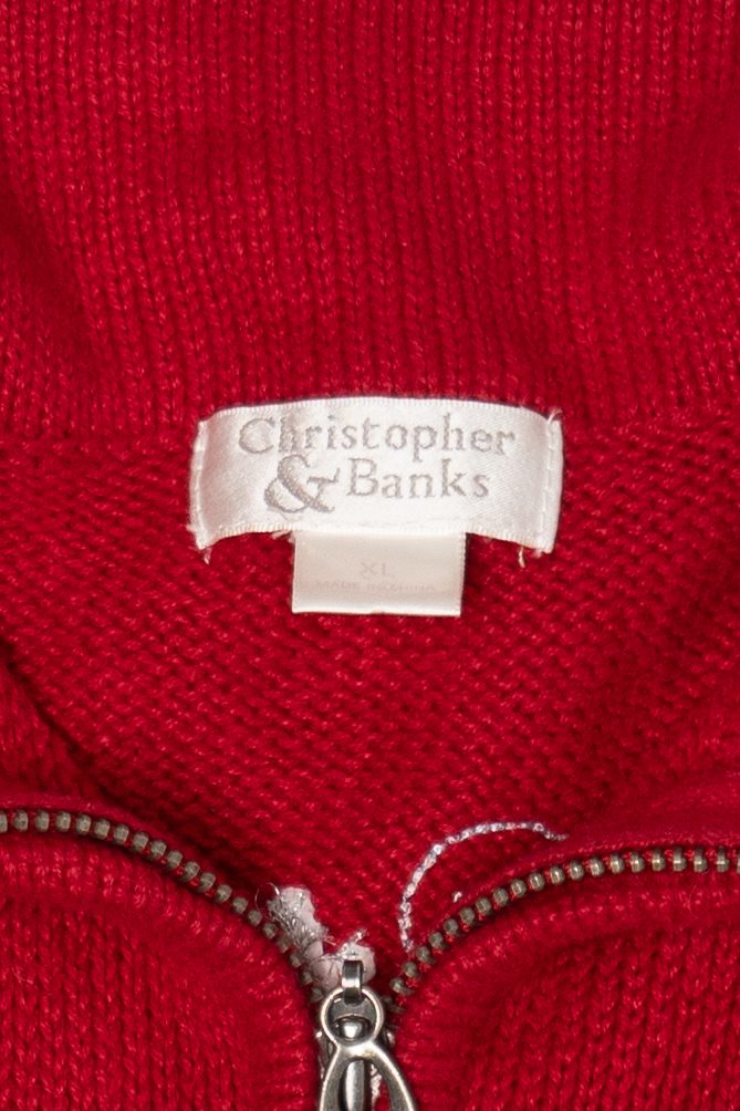 Vintage Red Christopher & Banks Polar Bear & Penguin Ugly Christmas Vest (1990s)