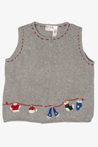 Vintage Gray Russ Ugly Clothesline Christmas Vest (1990s)