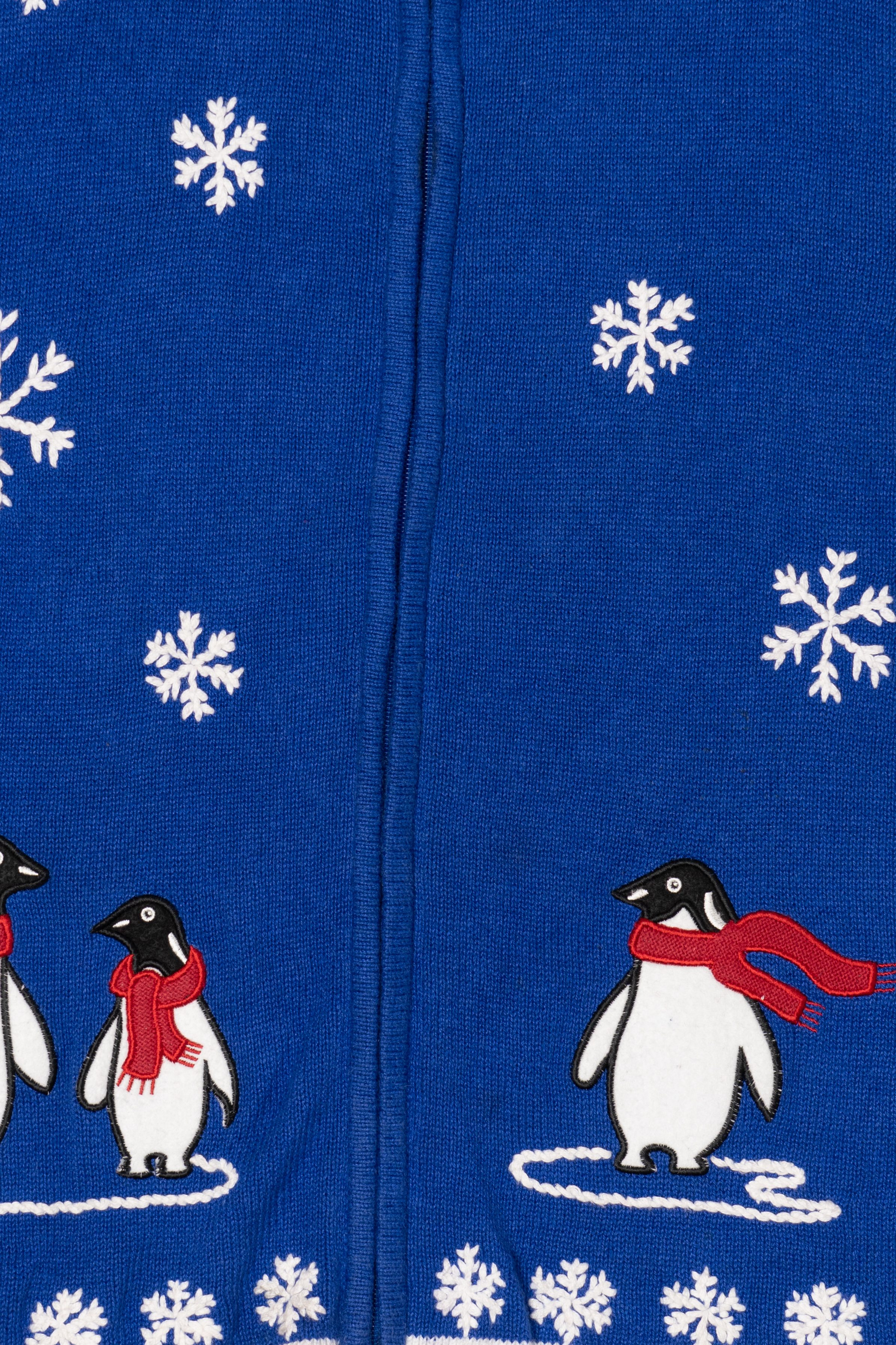 Vintage Blue Southern Lady Penguins Ugly Christmas Vest (1990s)