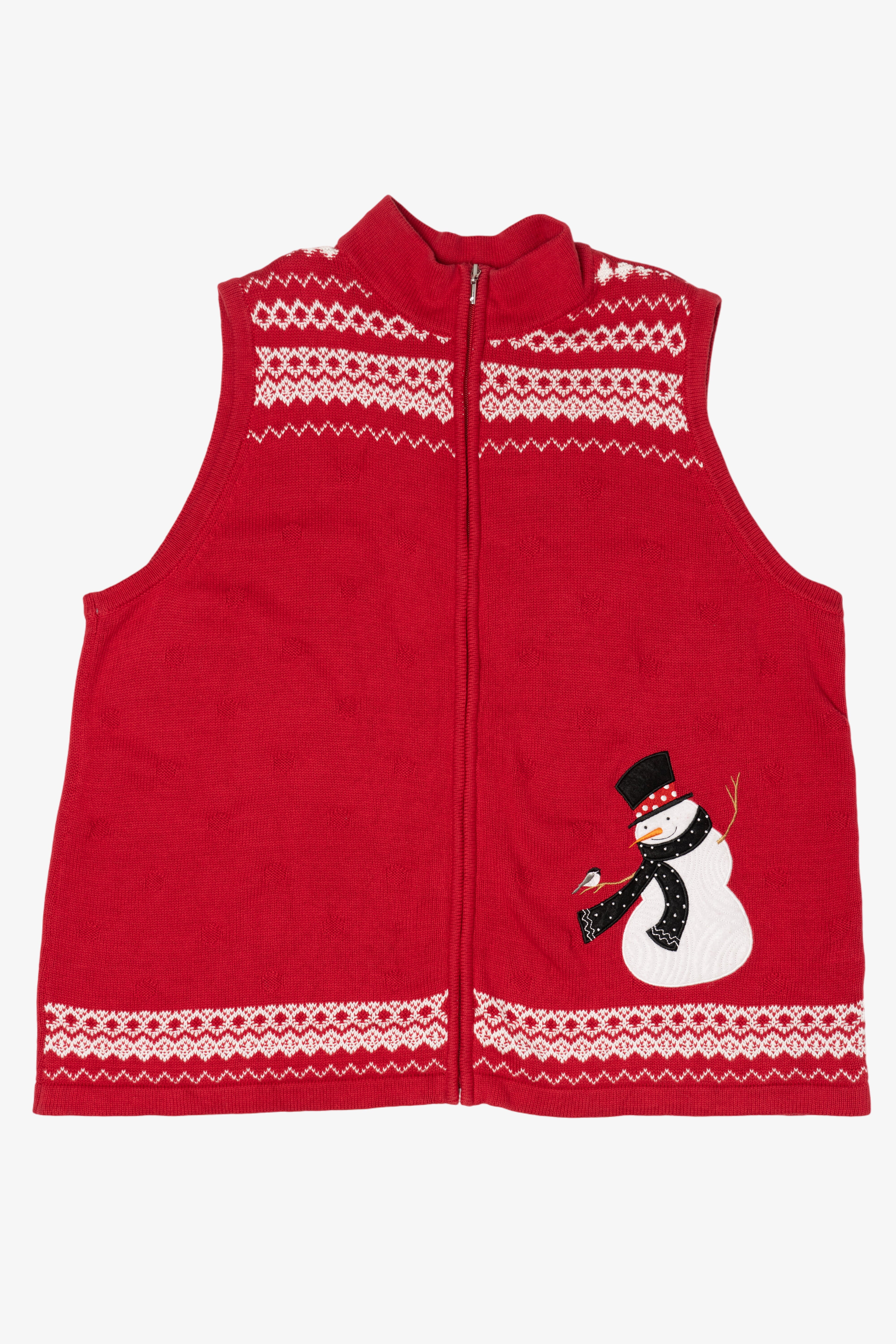 Vintage Red CJ Banks Snowman Ugly Christmas Vest (1990s)