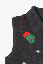Vintage Dark Gray Crystal Kole Mittens Ugly Christmas Vest (1990s)