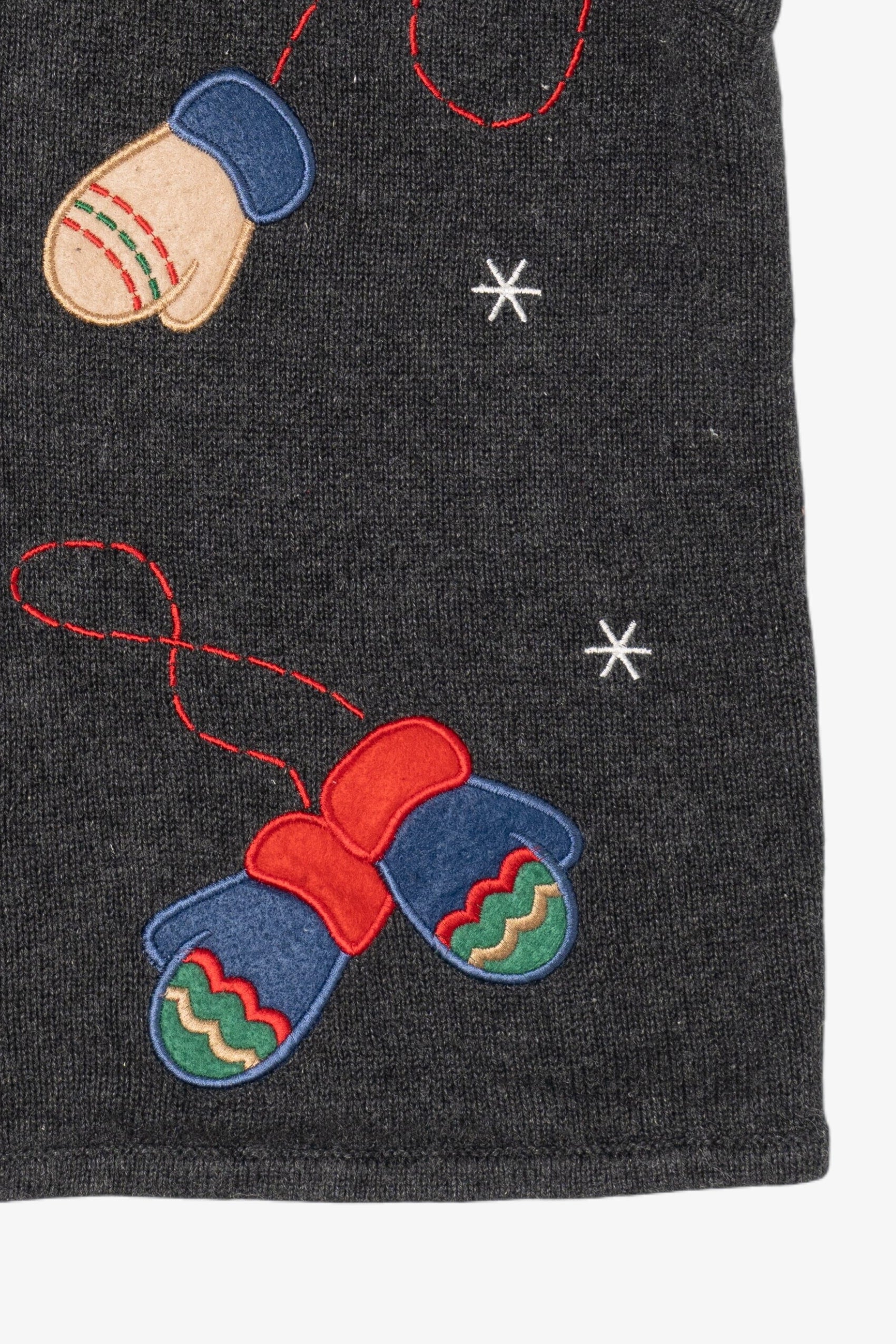 Vintage Dark Gray Crystal Kole Mittens Ugly Christmas Vest (1990s)