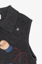 Vintage Dark Gray Crystal Kole Mittens Ugly Christmas Vest (1990s)