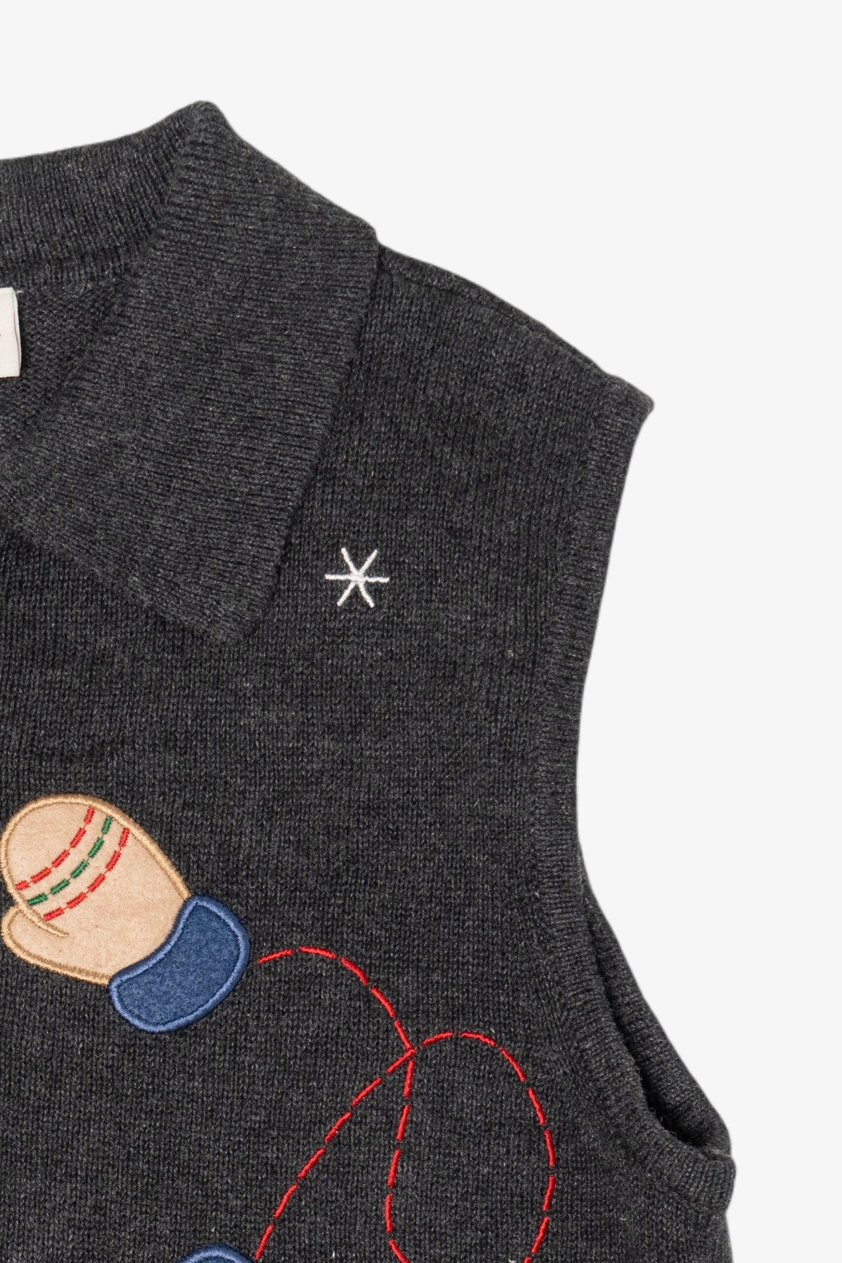 Vintage Dark Gray Crystal Kole Mittens Ugly Christmas Vest (1990s)