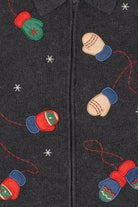 Vintage Dark Gray Crystal Kole Mittens Ugly Christmas Vest (1990s)