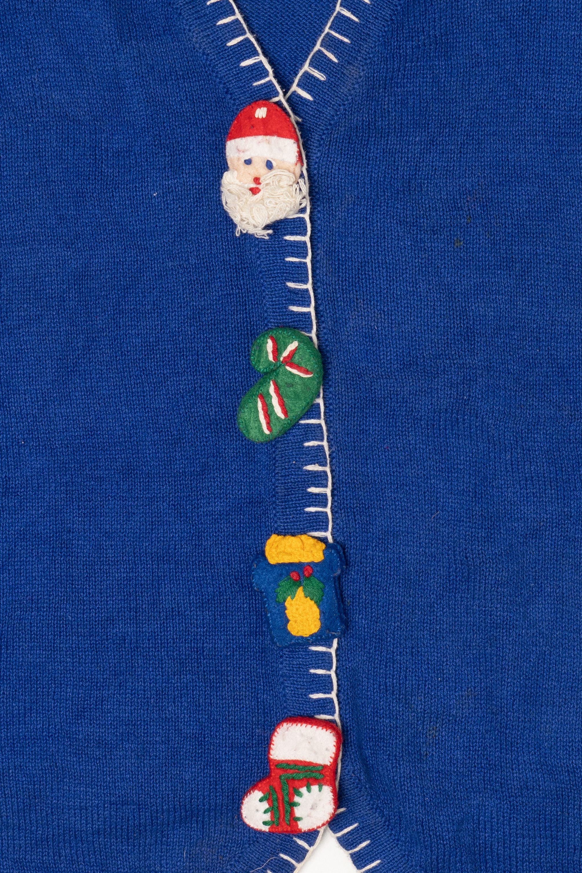 Vintage Blue Victoria Jones Ugly Christmas Vest (1990s)