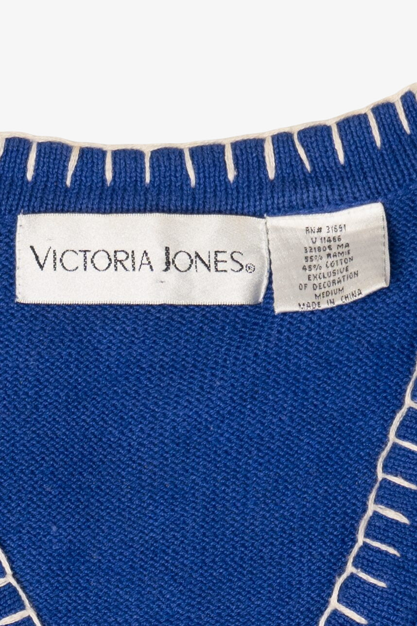 Vintage Blue Victoria Jones Ugly Christmas Vest (1990s)